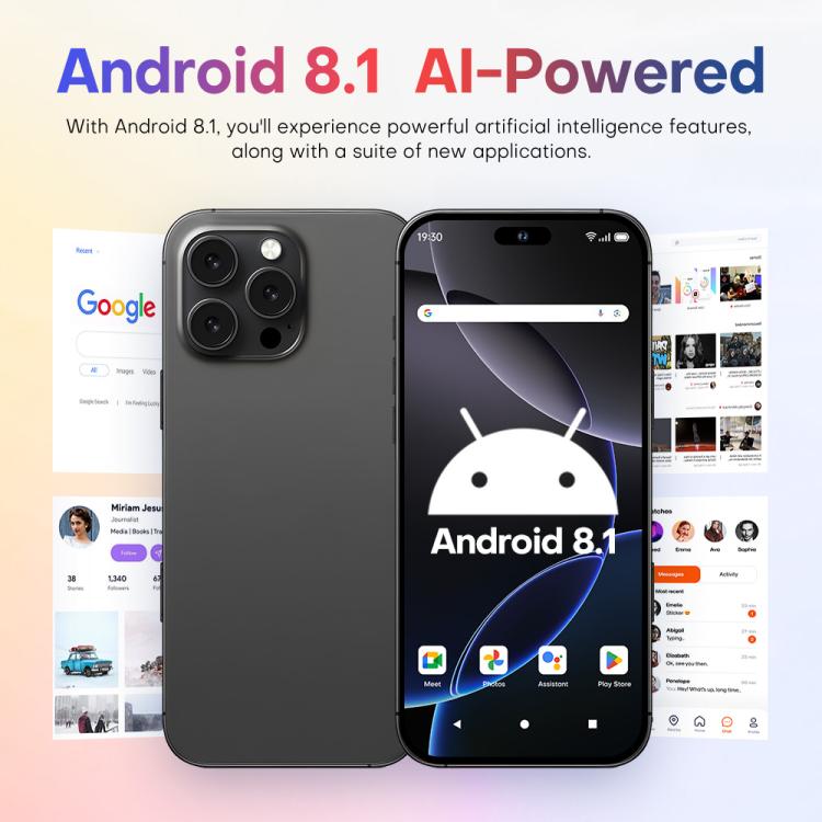 A88 / i16 Pro Max, 2GB+16GB, 6.6 inch Android 8.1 MTK6580A Quad Core, OTG, Network: 3G, Dual SIM, Plug:UK Plug(Titanium Grey) - free shipping - PMc TechLife - Order now!