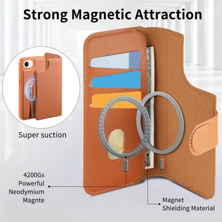 For iPhone 16e CaseNeo Finger Grip Strap MagSafe Leather Phone Case(Brown) - free shipping - PMc TechLife - Order now!