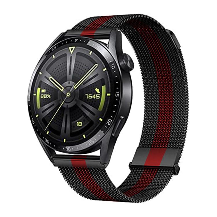 Kalebol 20mm Universal Loop Double Magnetic Buckle Milanese Strap(Black Red) - 20mm Bands by Kalebol | Online Shopping South Africa | PMc TechLife | Buy Now Pay Later Mobicred