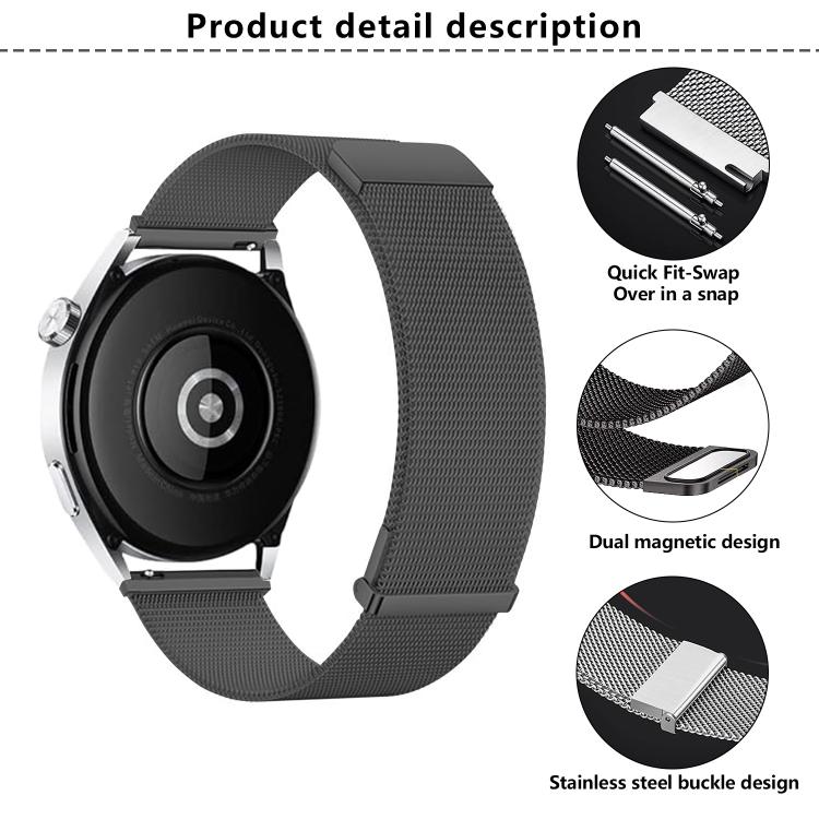 Kalebol 22mm Universal Loop Double Magnetic Buckle Milanese Strap(Grey) - free shipping - PMc TechLife - Order now!