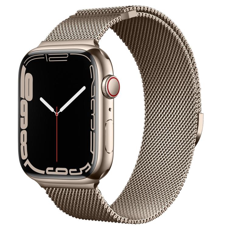 For Apple Watch 46mm / 49mm / 45mm / 44mm Kalebol Semi-circular Milanese Stainless Steel Strap(Vintage Gold) - Watch Bands by Kalebol | Online Shopping South Africa | PMC TechLife | Buy Now Pay Later Mobicred