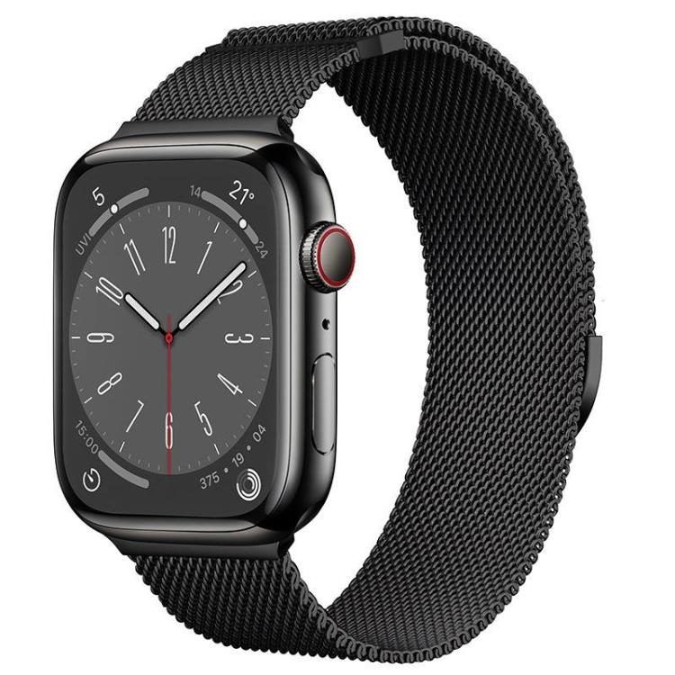 For Apple Watch 42mm / 41mm / 40mm / 38mm Kalebol Semi-circular Milanese Stainless Steel Strap(Black) - Watch Bands by Kalebol | Online Shopping South Africa | PMC TechLife | Buy Now Pay Later Mobicred