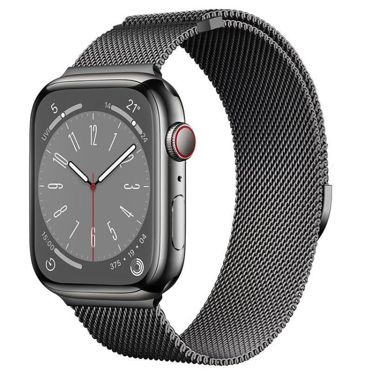For Apple Watch 42mm / 41mm / 40mm / 38mm Kalebol Semi-circular Milanese Stainless Steel Strap(Gun Color) - Watch Bands by Kalebol | Online Shopping South Africa | PMC TechLife | Buy Now Pay Later Mobicred