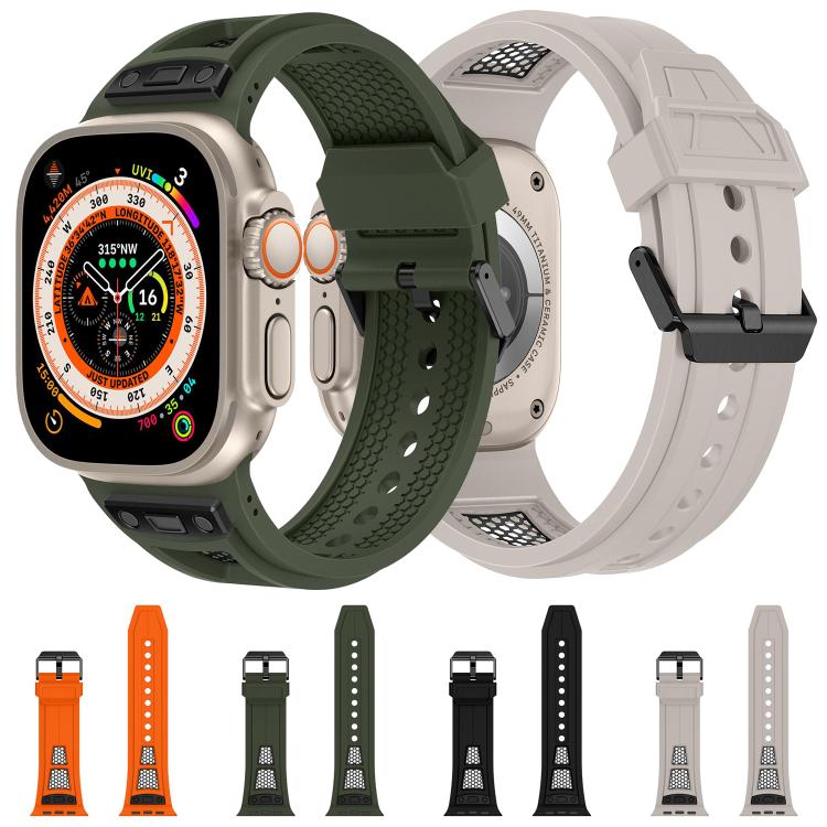 For Apple Watch 46mm / 49mm / 45mm / 44mm Kalebol Honeycomb TPU Black Mesh Strap(Army Green Black Net) - free shipping - PMC TechLife - Order now!