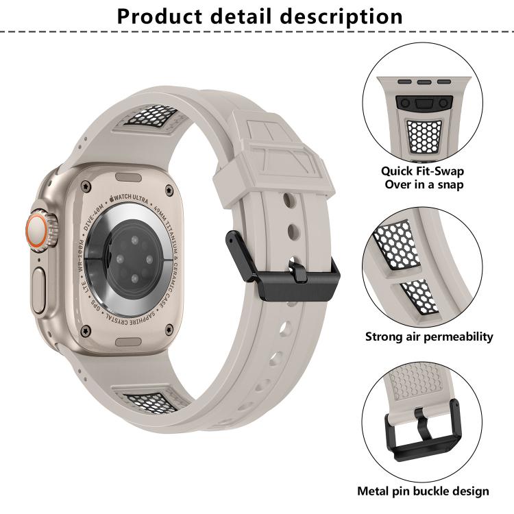 For Apple Watch 46mm / 49mm / 45mm / 44mm Kalebol Honeycomb TPU Black Mesh Strap(Army Green Black Net) - free shipping - PMC TechLife - Order now!