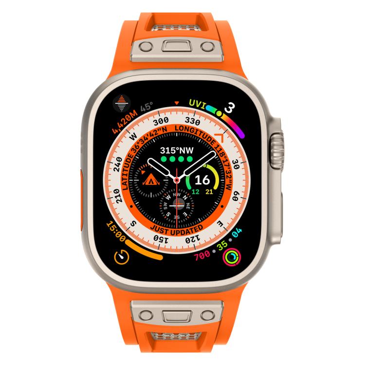 For Apple Watch 46mm / 49mm / 45mm / 44mm Kalebol Honeycomb TPU Titanium Mesh Strap(Orange Titanium Net) - free shipping - PMC TechLife - Order now!