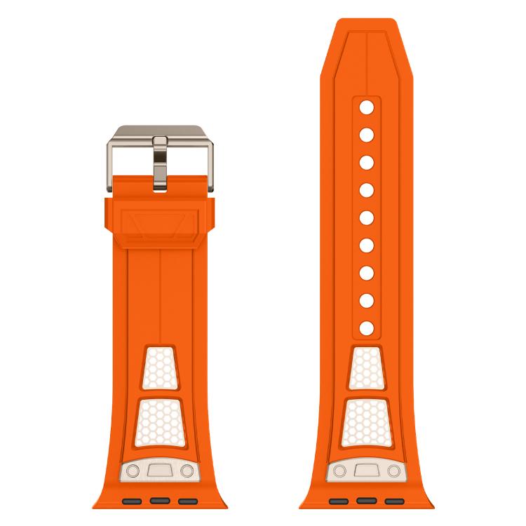 For Apple Watch 46mm / 49mm / 45mm / 44mm Kalebol Honeycomb TPU Titanium Mesh Strap(Orange Titanium Net) - free shipping - PMC TechLife - Order now!