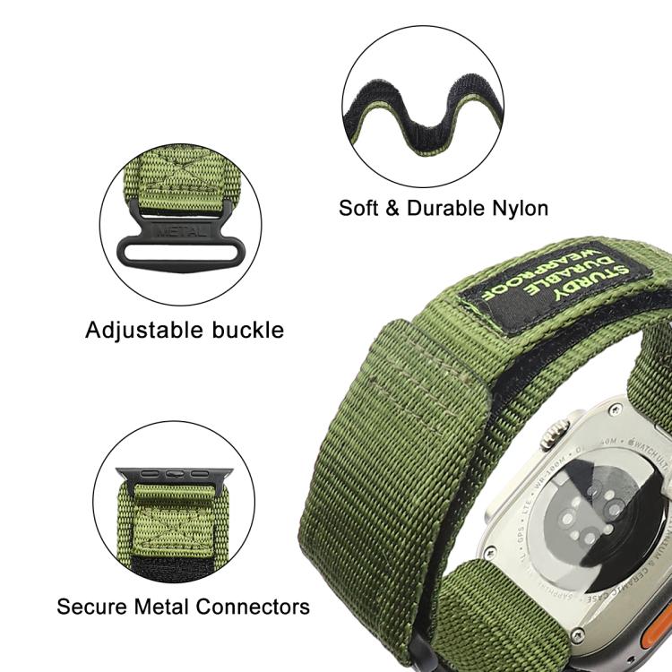 For Apple Watch 46mm / 49mm / 45mm / 44mm Kalebol Simple Two Section Nylon Strap(Army Green) - Watch Bands by Kalebol | Online Shopping South Africa | PMC TechLife | Buy Now Pay Later Mobicred