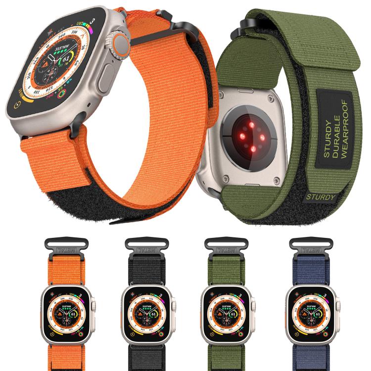 For Apple Watch 46mm / 49mm / 45mm / 44mm Kalebol Simple Two Section Nylon Strap(Army Green) - Watch Bands by Kalebol | Online Shopping South Africa | PMC TechLife | Buy Now Pay Later Mobicred