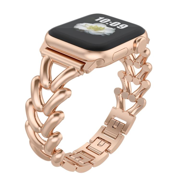 For Apple Watch 46mm / 49mm / 45mm / 44mm Kalebol V-shaped Zinc Alloy Strap(Rose Gold) - free shipping - PMC TechLife - Order now!