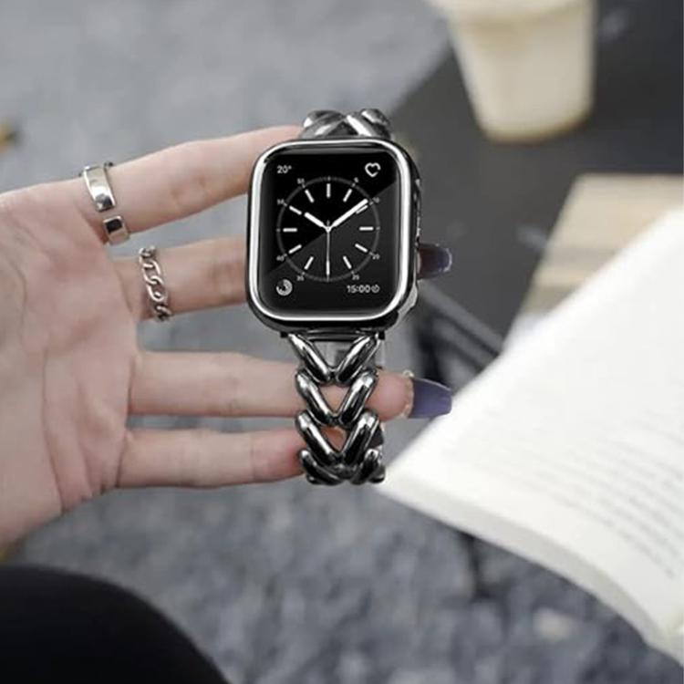 For Apple Watch 46mm / 49mm / 45mm / 44mm Kalebol V-shaped Zinc Alloy Strap(Rose Gold) - free shipping - PMC TechLife - Order now!