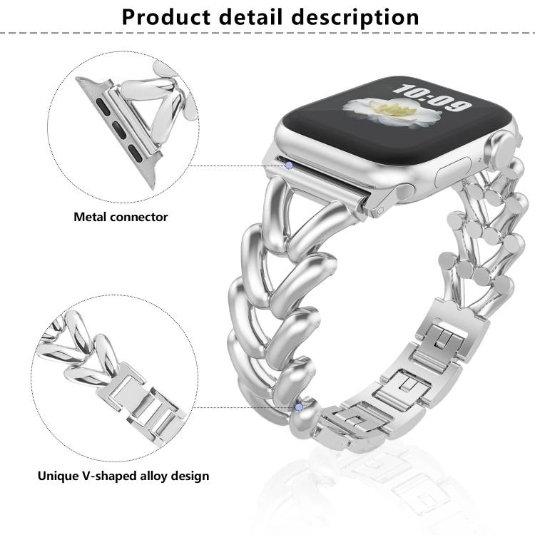 For Apple Watch 42mm / 41mm / 40mm / 38mm Kalebol V-shaped Zinc Alloy Strap(Black) - Watch Bands by Kalebol | Online Shopping South Africa | PMC TechLife | Buy Now Pay Later Mobicred