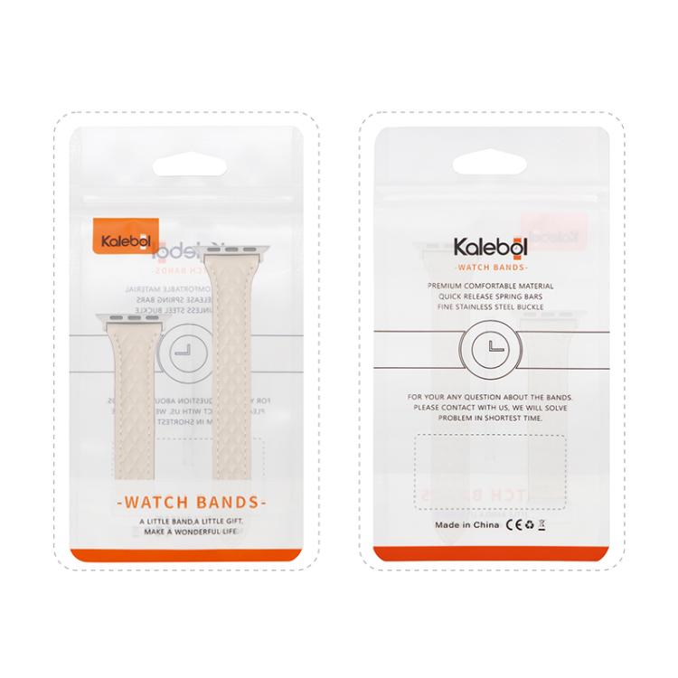 For Apple Watch 42mm / 41mm / 40mm / 38mm Kalebol Diamond Pattern Magnetic Buckle Leather Strap(Black) - Watch Bands by Kalebol | Online Shopping South Africa | PMC TechLife | Buy Now Pay Later Mobicred