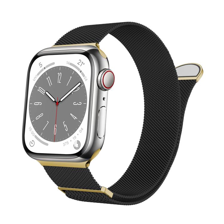For Apple Watch 46mm / 49mm / 45mm / 44mm Kalebol Semi-round Tail Milan Stainless Steel Strap(Black Gold) - Watch Bands by Kalebol | Online Shopping South Africa | PMC TechLife | Buy Now Pay Later Mobicred
