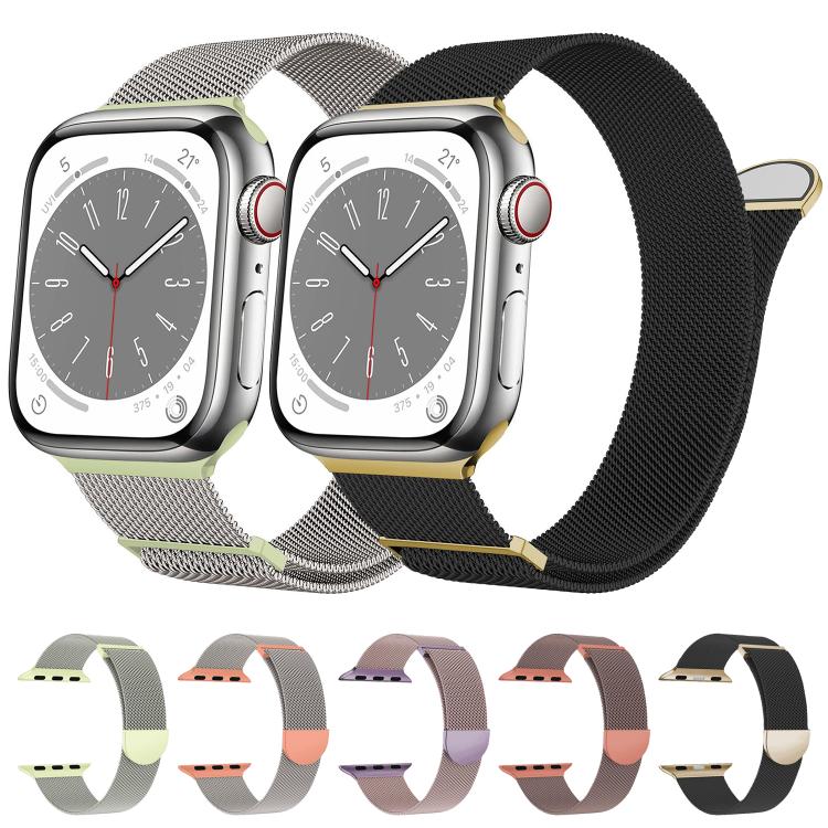 For Apple Watch 42mm / 41mm / 40mm / 38mm Kalebol Semi-round Tail Milan Stainless Steel Strap(Black Gold) - Watch Bands by Kalebol | Online Shopping South Africa | PMC TechLife | Buy Now Pay Later Mobicred