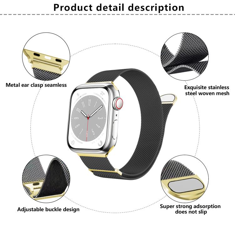 For Apple Watch 46mm / 49mm / 45mm / 44mm Kalebol Semi-round Tail Milan Stainless Steel Strap(Pink Orange) - free shipping - PMC TechLife - Order now!