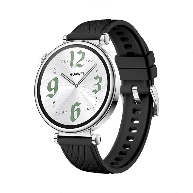 Kalebol 18mm Universal Textured Silicone Silver Buckle Strap(Black) - 18mm Bands by Kalebol | Online Shopping South Africa | PMc TechLife | Buy Now Pay Later Mobicred