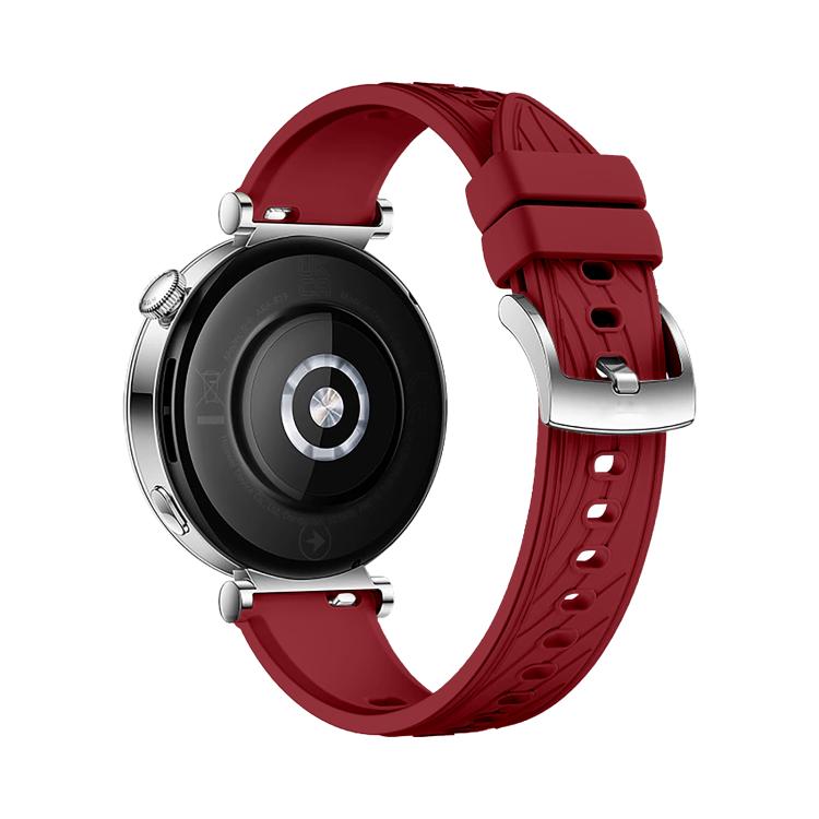 Kalebol 18mm Universal Textured Silicone Silver Buckle Strap(Red) - 18mm Bands by Kalebol | Online Shopping South Africa | PMc TechLife | Buy Now Pay Later Mobicred