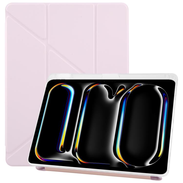 For iPad Pro 11 2024 ZGA Genre Series Y-Fold Leather Tablet Case with Pen Slot(Pink) - free shipping - PMc TechLife - Order now!