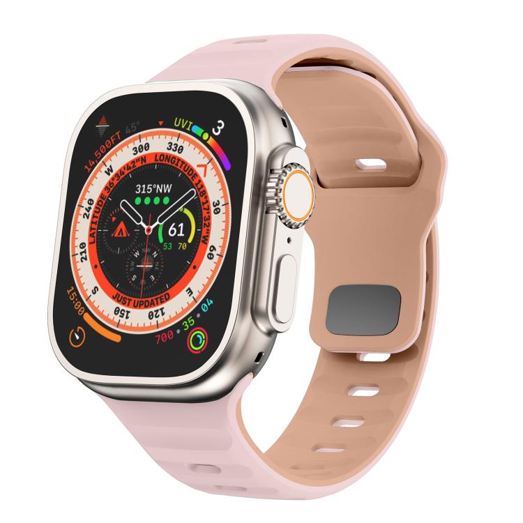 For Apple Watch 46mm / 49mm / 45mm / 44mm Kalebol Wave Reverse Buckle Two-color Silicone Strap(Oxford Pink Rose Grey) - Watch Bands by Kalebol | Online Shopping South Africa | PMC TechLife | Buy Now Pay Later Mobicred