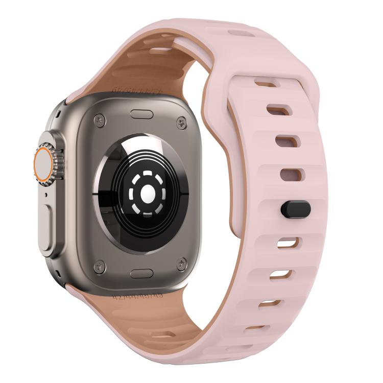For Apple Watch 46mm / 49mm / 45mm / 44mm Kalebol Wave Reverse Buckle Two-color Silicone Strap(Oxford Pink Rose Grey) - Watch Bands by Kalebol | Online Shopping South Africa | PMC TechLife | Buy Now Pay Later Mobicred