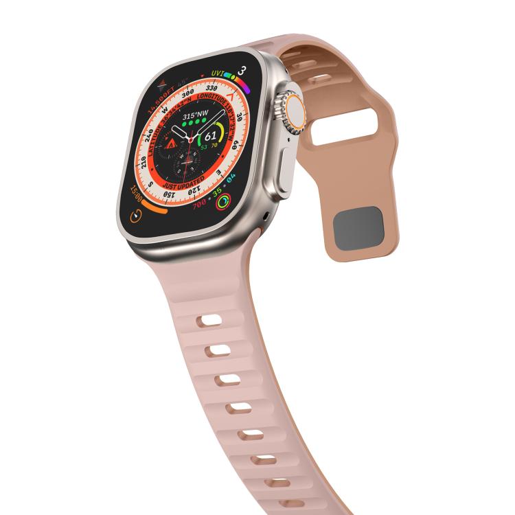 For Apple Watch 46mm / 49mm / 45mm / 44mm Kalebol Wave Reverse Buckle Two-color Silicone Strap(Oxford Pink Rose Grey) - Watch Bands by Kalebol | Online Shopping South Africa | PMC TechLife | Buy Now Pay Later Mobicred