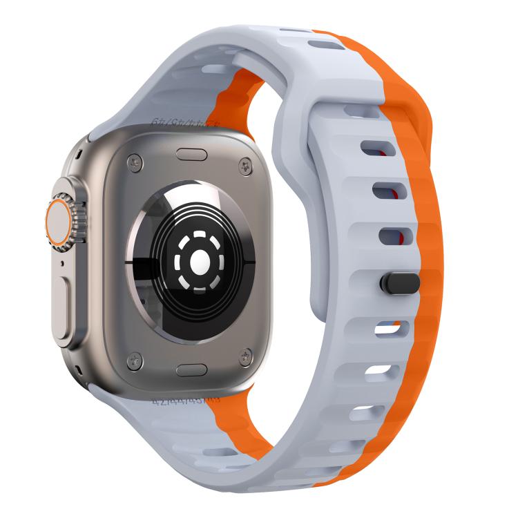 For Apple Watch 46mm / 49mm / 45mm / 44mm Kalebol Wave Reverse Buckle Two-color Silicone Strap(Wild Path Grey Orange) - Watch Bands by Kalebol | Online Shopping South Africa | PMC TechLife | Buy Now Pay Later Mobicred