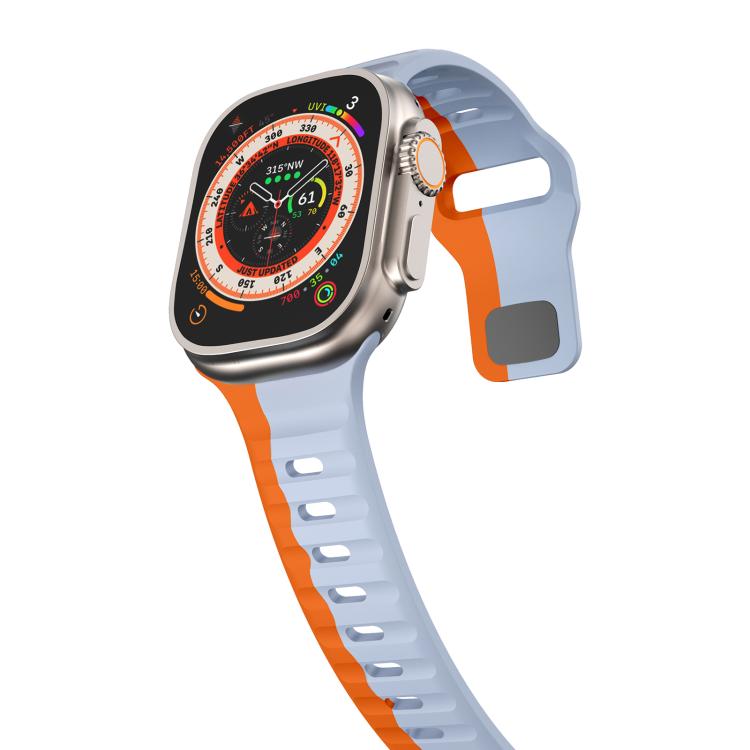 For Apple Watch 46mm / 49mm / 45mm / 44mm Kalebol Wave Reverse Buckle Two-color Silicone Strap(Wild Path Grey Orange) - Watch Bands by Kalebol | Online Shopping South Africa | PMC TechLife | Buy Now Pay Later Mobicred