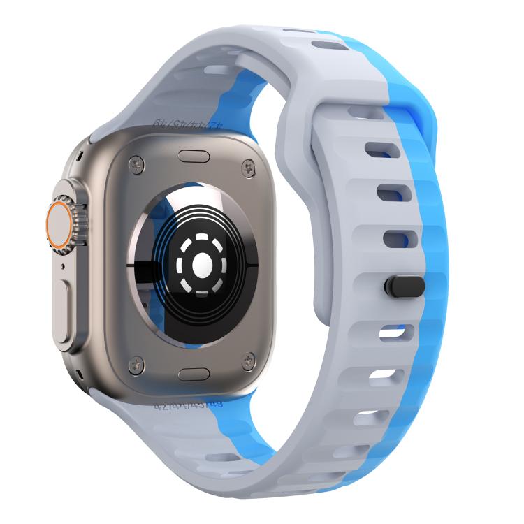 For Apple Watch 46mm / 49mm / 45mm / 44mm Kalebol Wave Reverse Buckle Two-color Silicone Strap(Wild Path Grey Blue) - Watch Bands by Kalebol | Online Shopping South Africa | PMC TechLife | Buy Now Pay Later Mobicred
