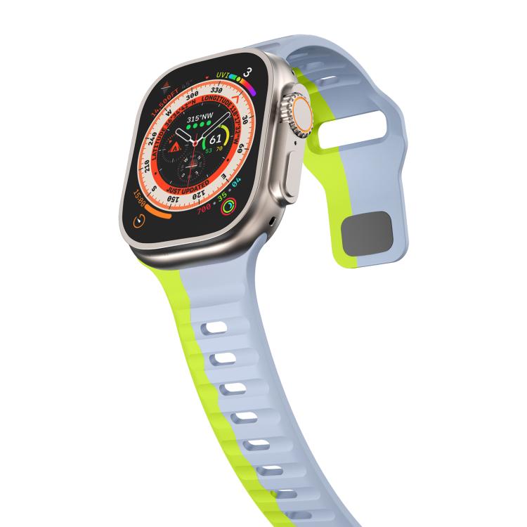 For Apple Watch 46mm / 49mm / 45mm / 44mm Kalebol Wave Reverse Buckle Two-color Silicone Strap(Wild Path Grey Green) - Watch Bands by Kalebol | Online Shopping South Africa | PMC TechLife | Buy Now Pay Later Mobicred