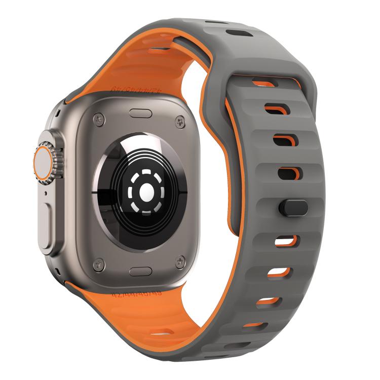 For Apple Watch 42mm / 41mm / 40mm / 38mm Kalebol Wave Reverse Buckle Two-color Silicone Strap(Space Grey Orange) - Watch Bands by Kalebol | Online Shopping South Africa | PMC TechLife | Buy Now Pay Later Mobicred