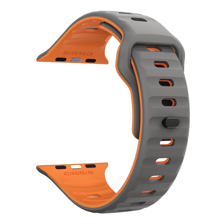 For Apple Watch 42mm / 41mm / 40mm / 38mm Kalebol Wave Reverse Buckle Two-color Silicone Strap(Space Grey Orange) - Watch Bands by Kalebol | Online Shopping South Africa | PMC TechLife | Buy Now Pay Later Mobicred