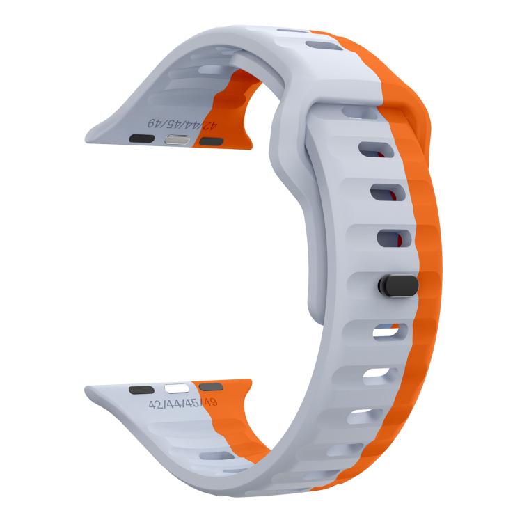For Apple Watch 42mm / 41mm / 40mm / 38mm Kalebol Wave Reverse Buckle Two-color Silicone Strap(Wild Path Grey Orange) - Watch Bands by Kalebol | Online Shopping South Africa | PMC TechLife | Buy Now Pay Later Mobicred