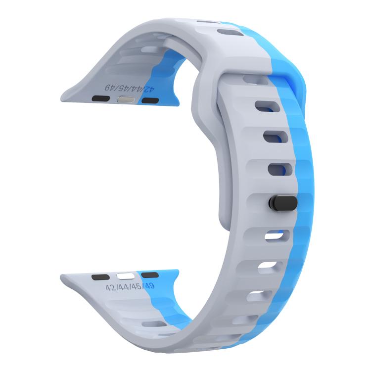 For Apple Watch 42mm / 41mm / 40mm / 38mm Kalebol Wave Reverse Buckle Two-color Silicone Strap(Wild Path Grey Blue) - Watch Bands by Kalebol | Online Shopping South Africa | PMC TechLife | Buy Now Pay Later Mobicred