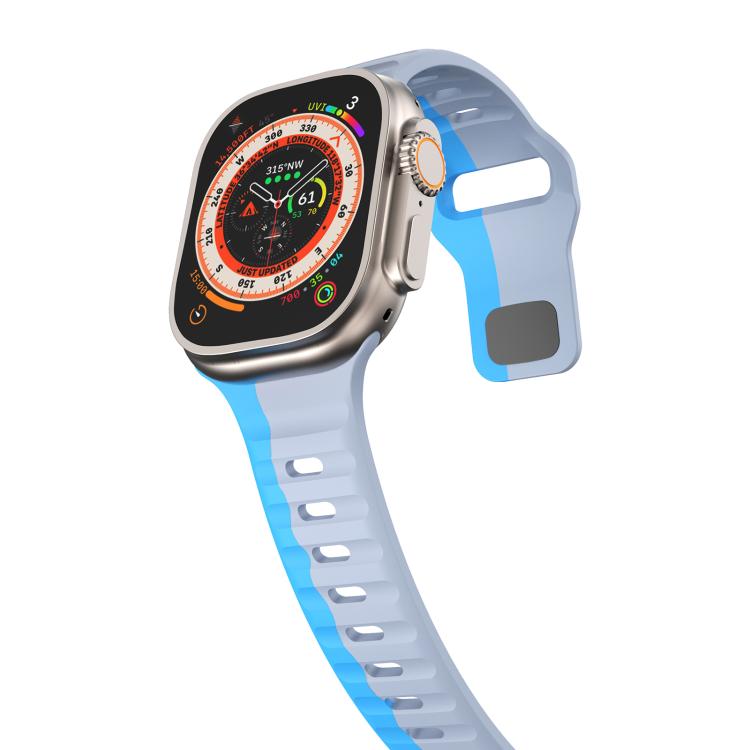 For Apple Watch 42mm / 41mm / 40mm / 38mm Kalebol Wave Reverse Buckle Two-color Silicone Strap(Wild Path Grey Blue) - Watch Bands by Kalebol | Online Shopping South Africa | PMC TechLife | Buy Now Pay Later Mobicred
