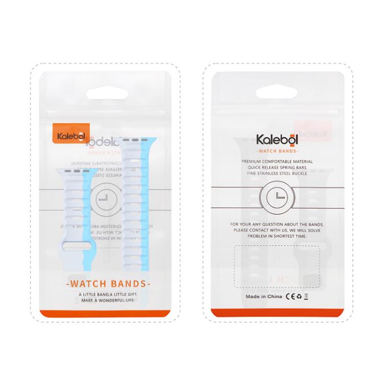 For Apple Watch 42mm / 41mm / 40mm / 38mm Kalebol Wave Reverse Buckle Two-color Silicone Strap(Wild Path Grey Orange) - Watch Bands by Kalebol | Online Shopping South Africa | PMC TechLife | Buy Now Pay Later Mobicred