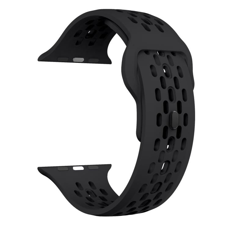 For Apple Watch 42mm / 41mm / 40mm / 38mm Kalebol Mesh Reverse Buckle Silicone Strap(Black) - Watch Bands by Kalebol | Online Shopping South Africa | PMC TechLife | Buy Now Pay Later Mobicred