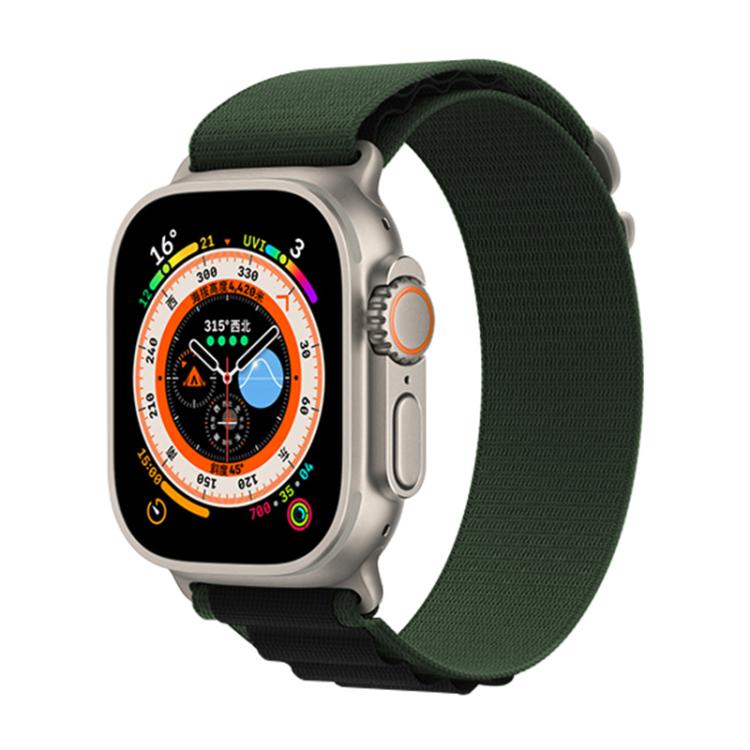 For Apple Watch 46mm / 49mm / 45mm / 44mm Kalebol Aline Nylon Loop Watch Band(Green+Black) - Watch Bands by Kalebol | Online Shopping South Africa | PMC TechLife | Buy Now Pay Later Mobicred