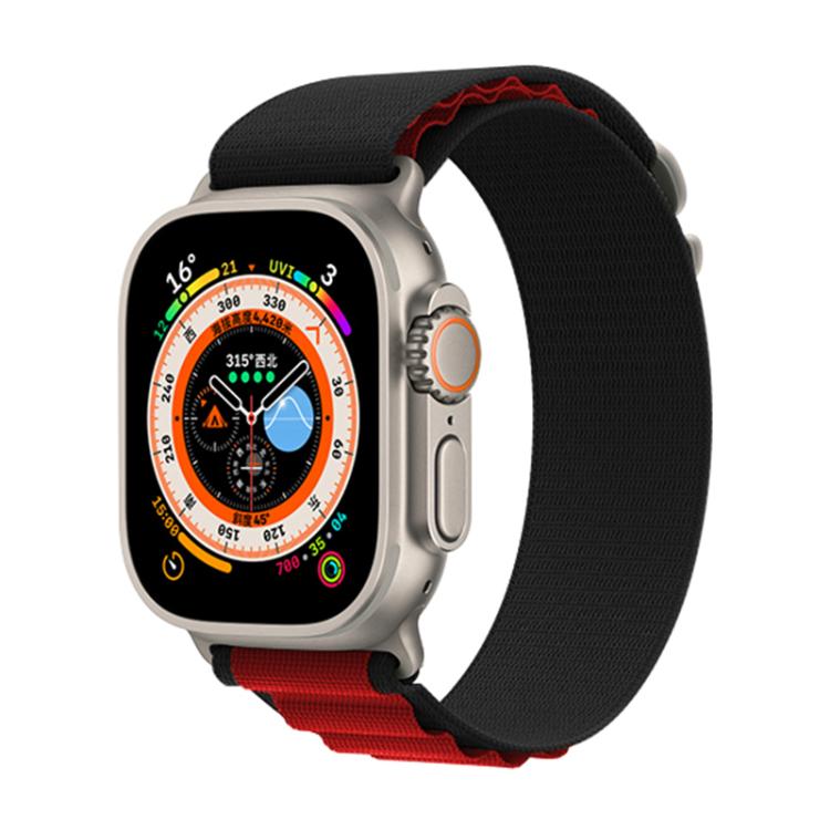 For Apple Watch 46mm / 49mm / 45mm / 44mm Kalebol Aline Nylon Loop Watch Band(Black+Red) - Watch Bands by Kalebol | Online Shopping South Africa | PMC TechLife | Buy Now Pay Later Mobicred