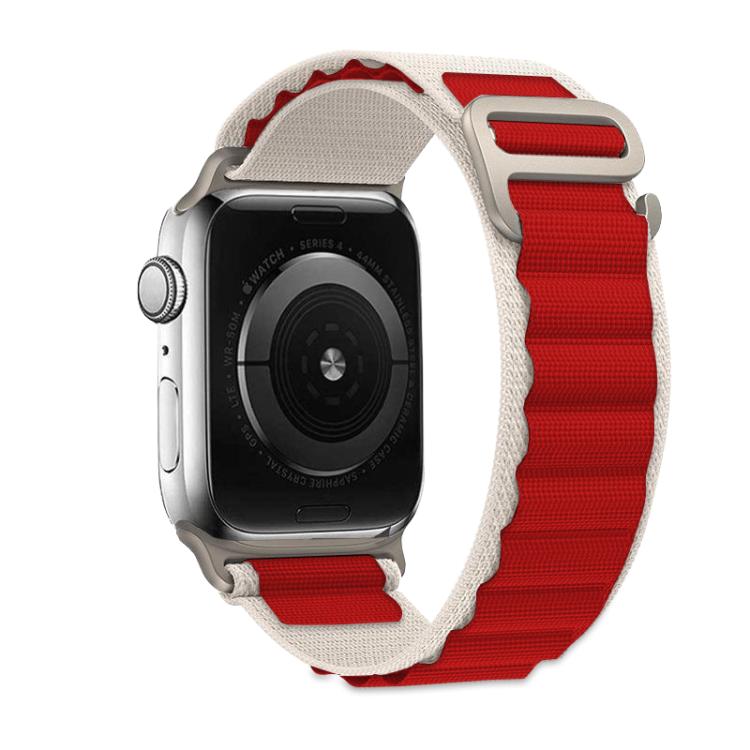 For Apple Watch 46mm / 49mm / 45mm / 44mm Kalebol Aline Nylon Loop Watch Band(Red+White) - Watch Bands by Kalebol | Online Shopping South Africa | PMC TechLife | Buy Now Pay Later Mobicred