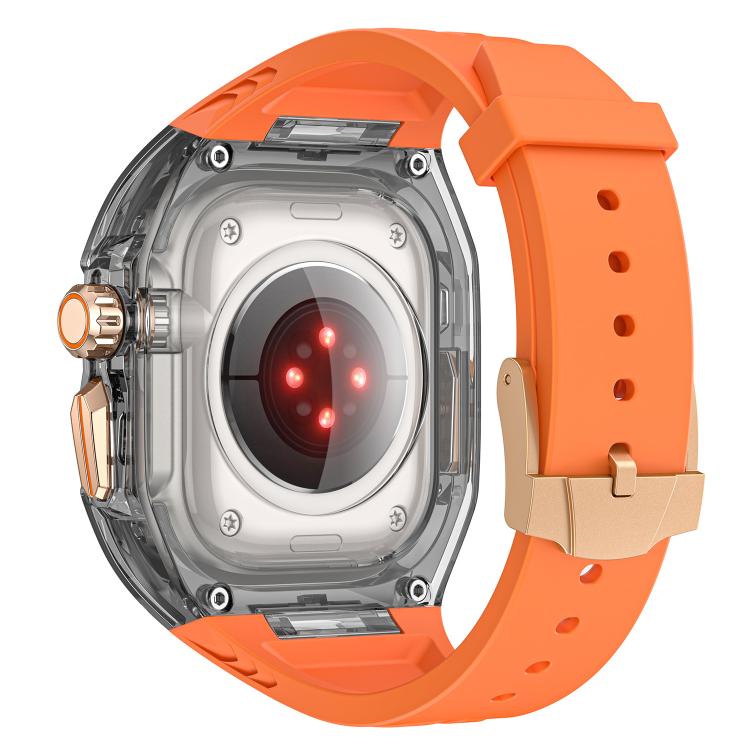 For Apple Watch 46mm / 45mm / 44mm / 42mm Kalebol Glacier Integrated Transparent Silicone Strap(Orange Transparent Black) - Watch Bands by Kalebol | Online Shopping South Africa | PMC TechLife | Buy Now Pay Later Mobicred