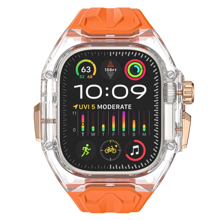 For Apple Watch 46mm / 45mm / 44mm / 42mm Kalebol Glacier Integrated Transparent Silicone Strap(Orange Transparent) - free shipping - PMC TechLife - Order now!