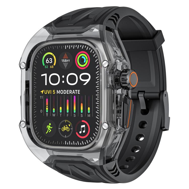 For Apple Watch 46mm / 45mm / 44mm / 42mm Kalebol Glacier Integrated Transparent Silicone Strap(Black Transparent Black) - Watch Bands by Kalebol | Online Shopping South Africa | PMC TechLife | Buy Now Pay Later Mobicred