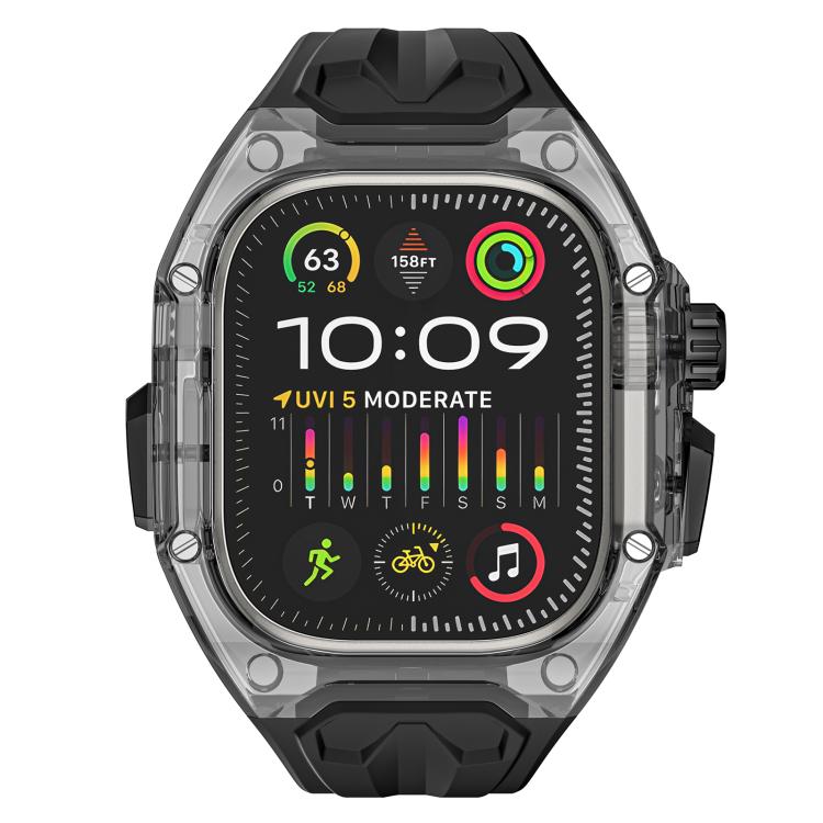 For Apple Watch 46mm / 45mm / 44mm / 42mm Kalebol Glacier Integrated Transparent Silicone Strap(Black Transparent Black) - Watch Bands by Kalebol | Online Shopping South Africa | PMC TechLife | Buy Now Pay Later Mobicred