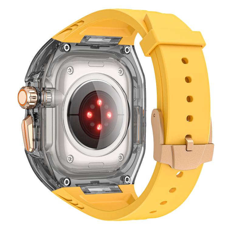 For Apple Watch 46mm / 45mm / 44mm / 42mm Kalebol Glacier Integrated Transparent Silicone Strap(Yellow Transparent Black) - free shipping - PMC TechLife - Order now!