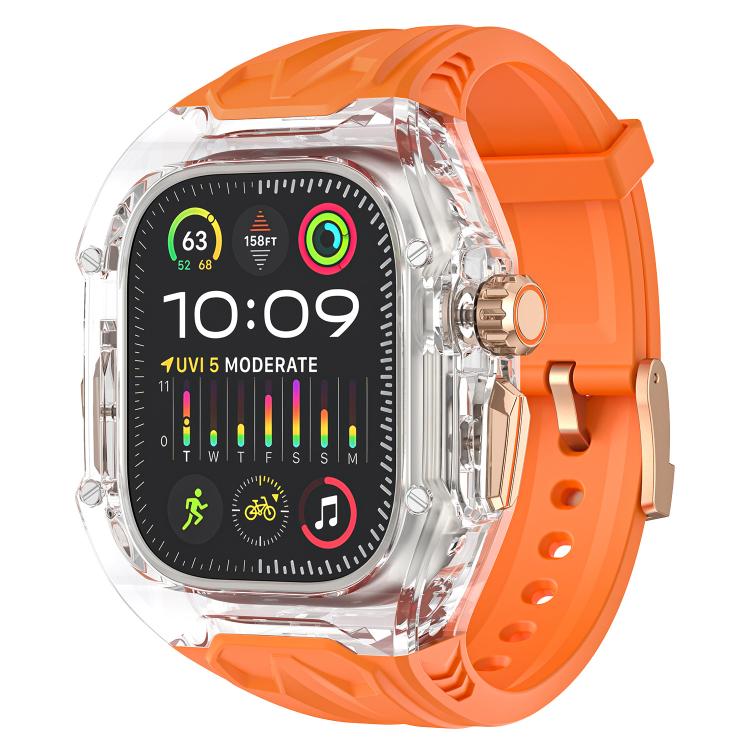 For Apple Watch 42mm / 41mm / 40mm / 38mm Kalebol Glacier Integrated Transparent Silicone Strap(Orange Transparent) - free shipping - PMC TechLife - Order now!