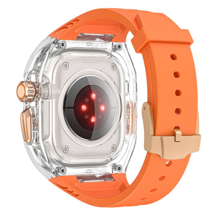 For Apple Watch 42mm / 41mm / 40mm / 38mm Kalebol Glacier Integrated Transparent Silicone Strap(Orange Transparent) - free shipping - PMC TechLife - Order now!