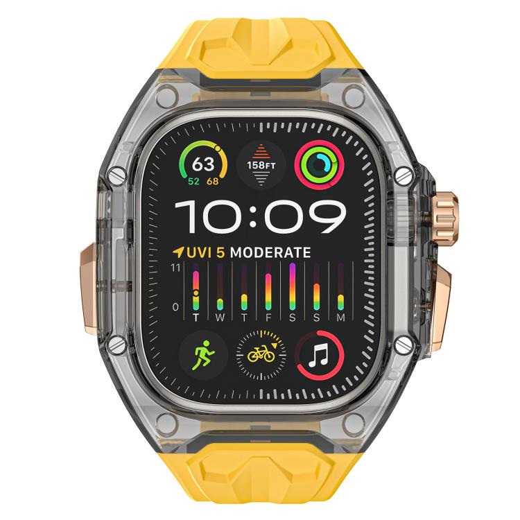 For Apple Watch 42mm / 41mm / 40mm / 38mm Kalebol Glacier Integrated Transparent Silicone Strap(Yellow Transparent Black) - Watch Bands by Kalebol | Online Shopping South Africa | PMC TechLife | Buy Now Pay Later Mobicred
