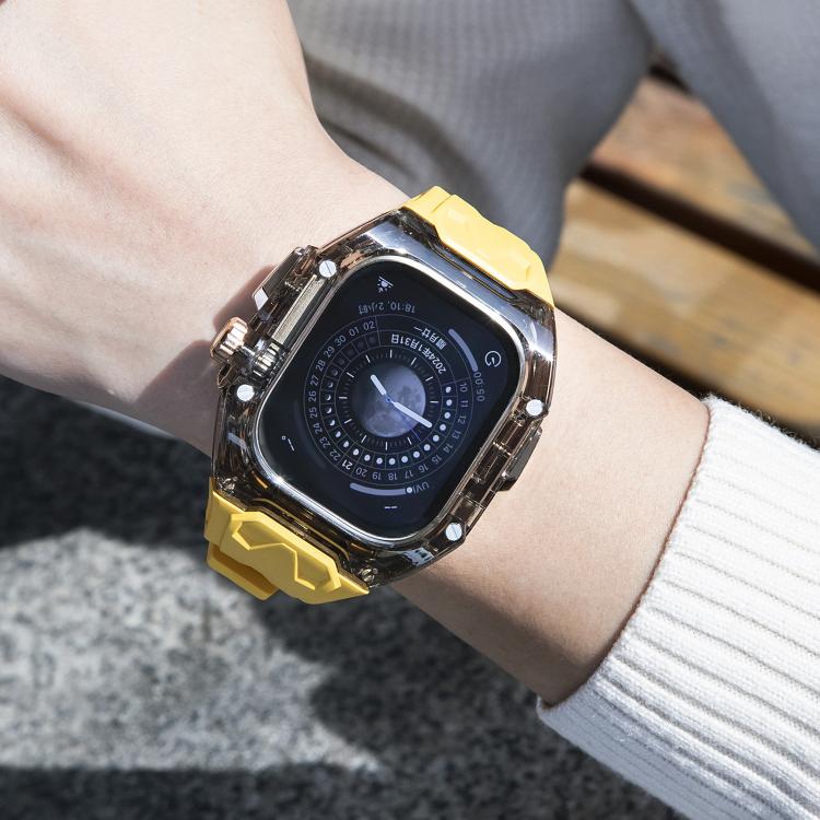 For Apple Watch 42mm / 41mm / 40mm / 38mm Kalebol Glacier Integrated Transparent Silicone Strap(Yellow Transparent Black) - Watch Bands by Kalebol | Online Shopping South Africa | PMC TechLife | Buy Now Pay Later Mobicred