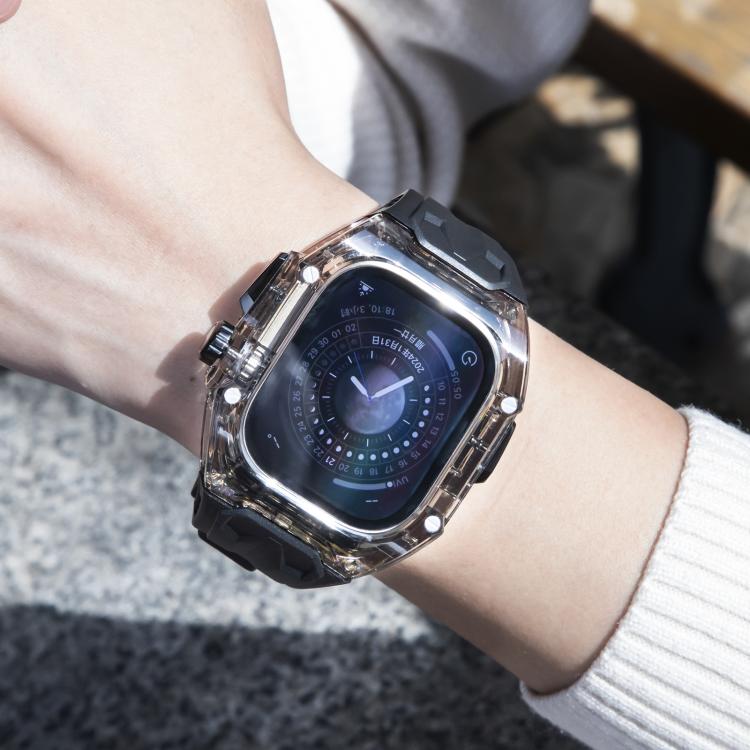 For Apple Watch Ultra 2 / 1 49mm Kalebol Glacier Integrated Transparent Silicone Strap(Black Transparent Black) - Watch Bands by Kalebol | Online Shopping South Africa | PMC TechLife | Buy Now Pay Later Mobicred